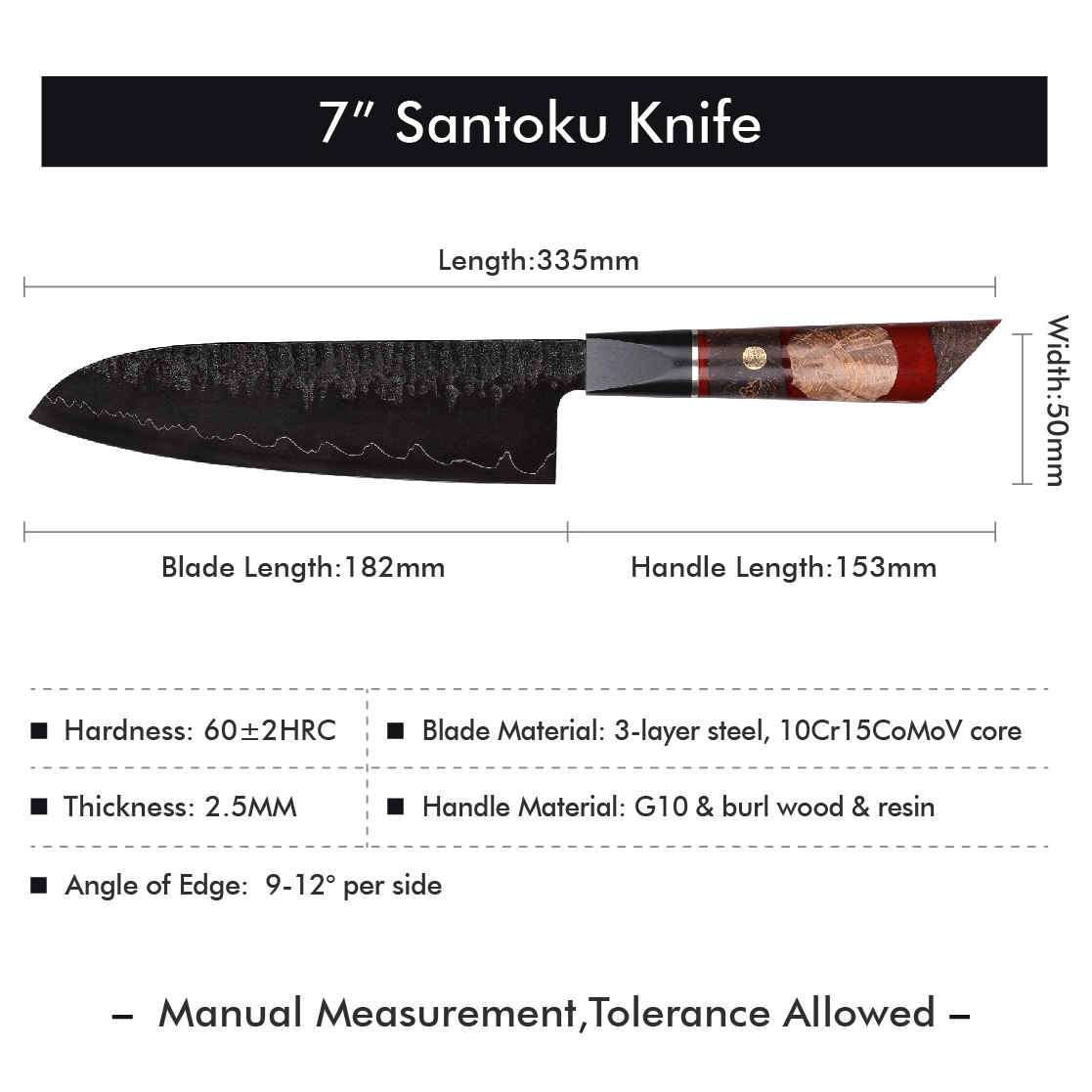 Damascus Kitchen Knife EN-37394 - Kiritsuke / Red / Brown