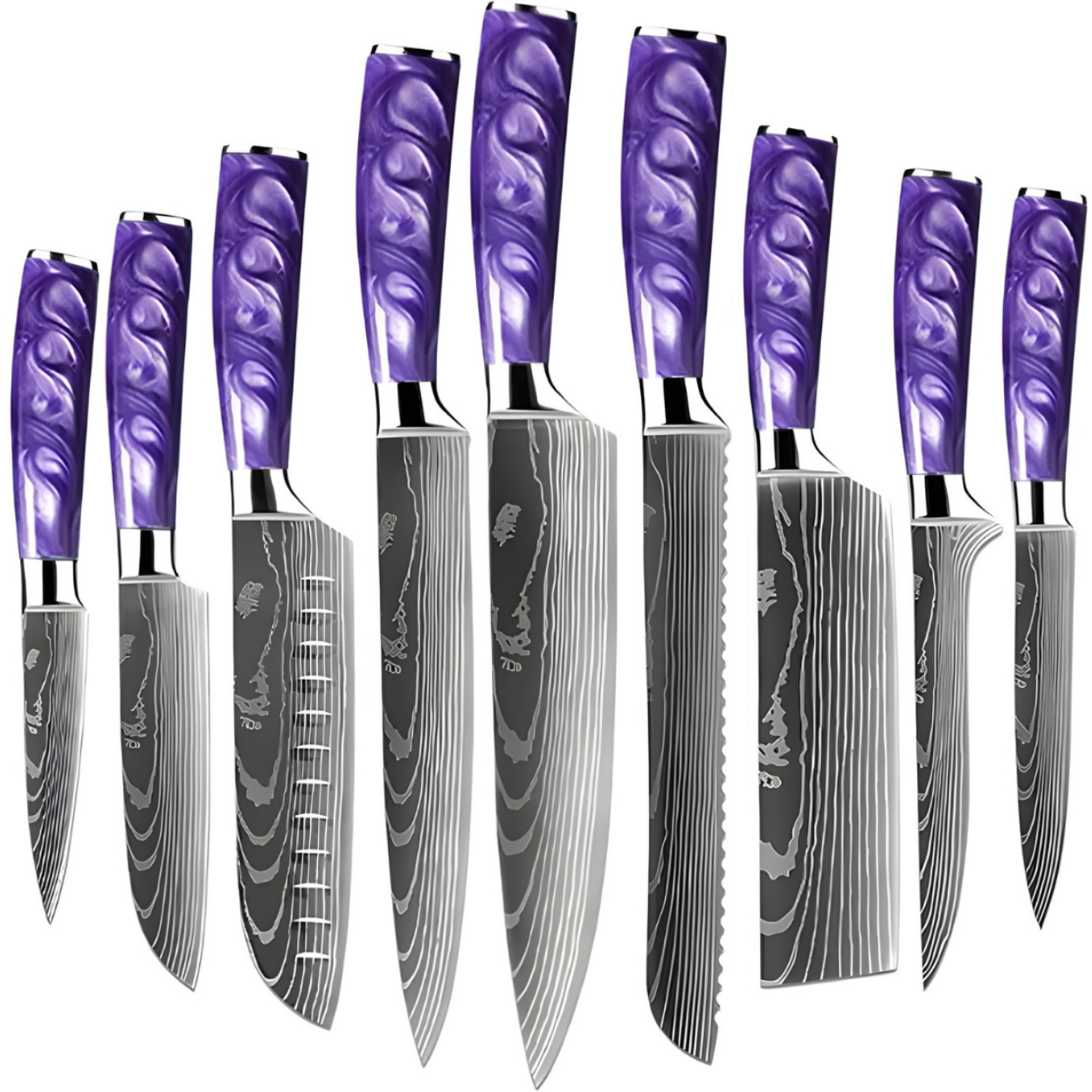 Set of kitchen knives BL-29418 - 8pcs/Black/Brown/Type2