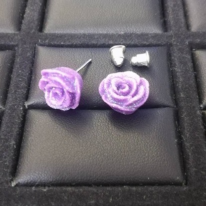 Roses Stud Earrings-Purple