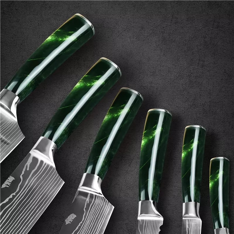Set of kitchen knives BL-29418 - 8pcs/Black/Brown/Type2