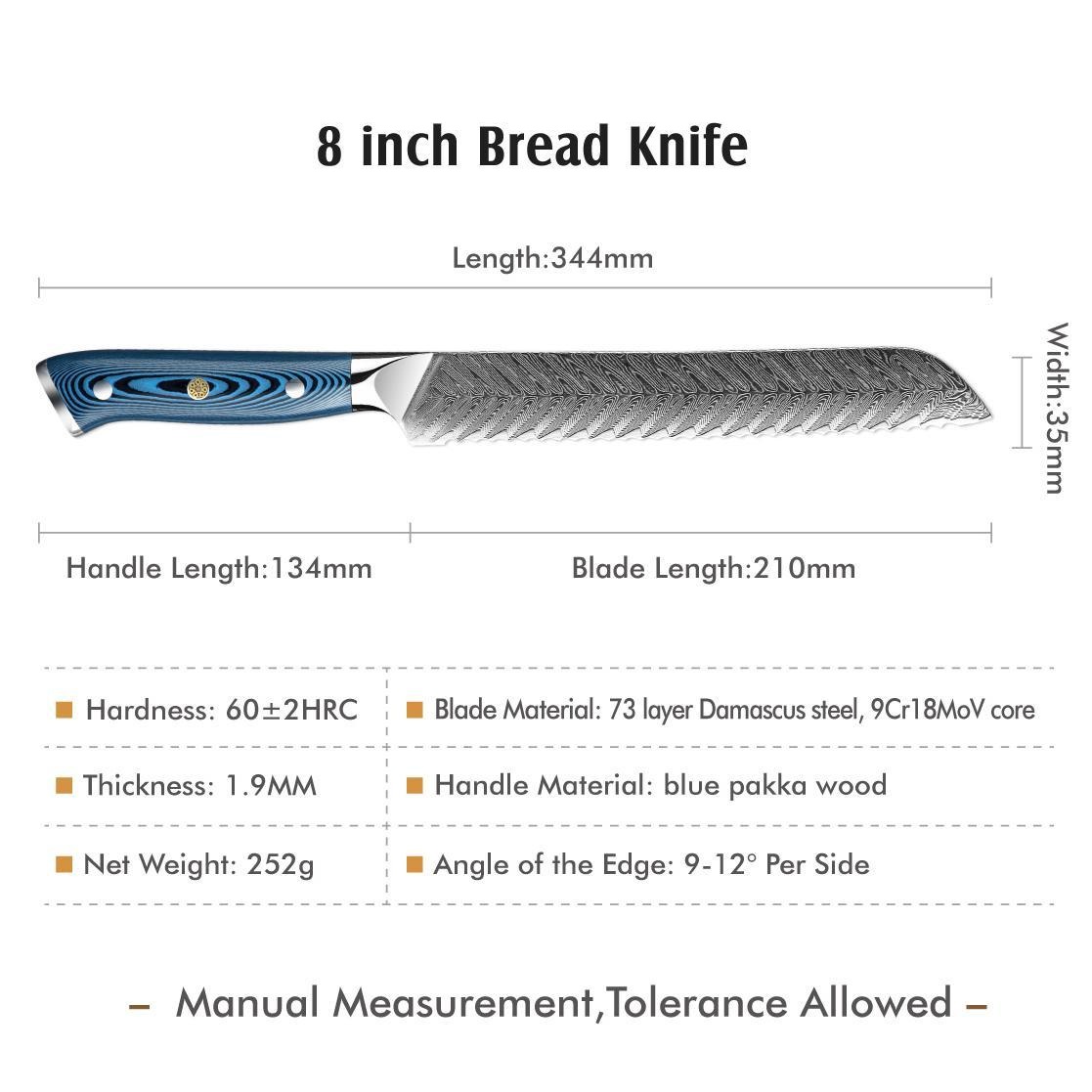 TU-37500 Damascus Kitchen Knife - Utility / Blue