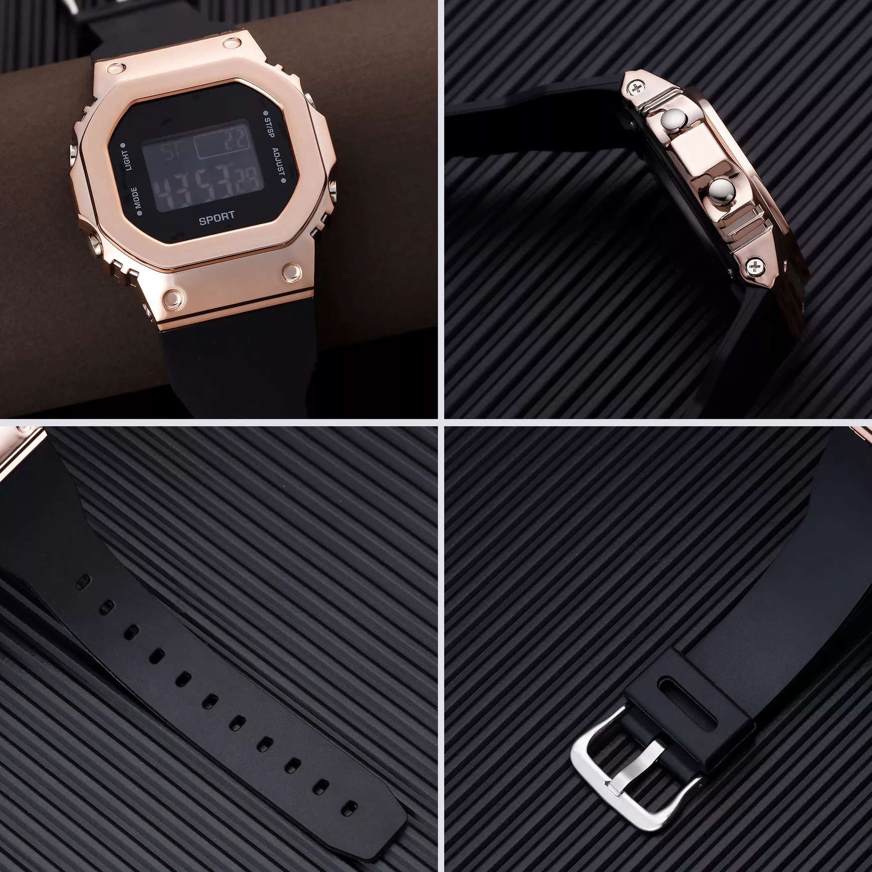 SQ-21626 Digital Watch - White/Gold