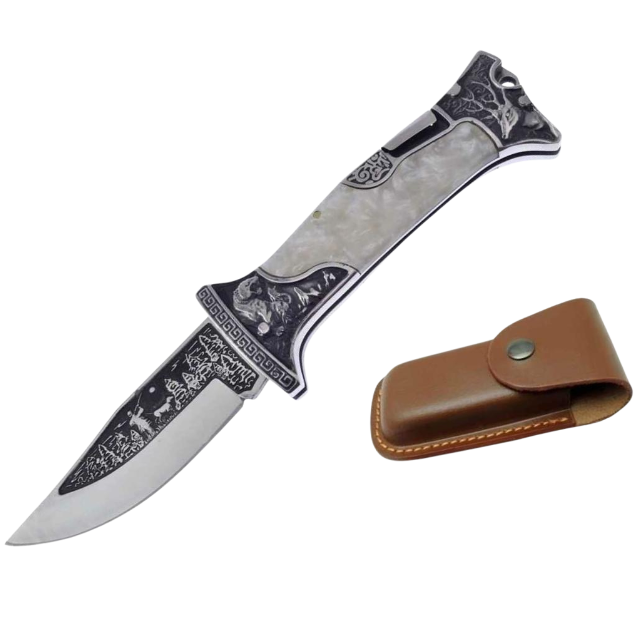 Outdoor Folding Knife A3188 - Brown