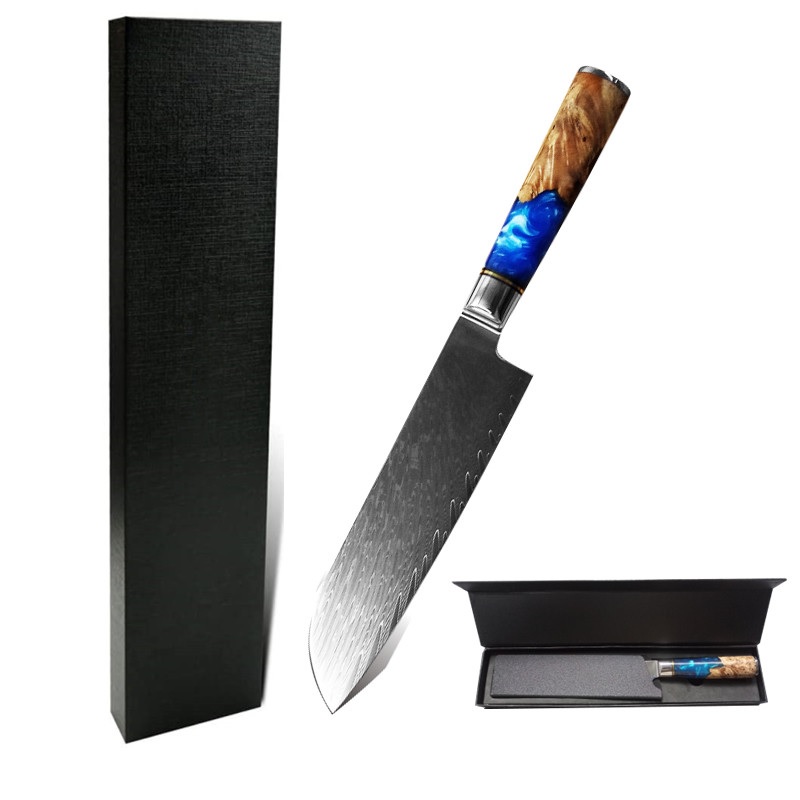 HA-18603 Damascus kitchen knife - Small Cleaver/Blue