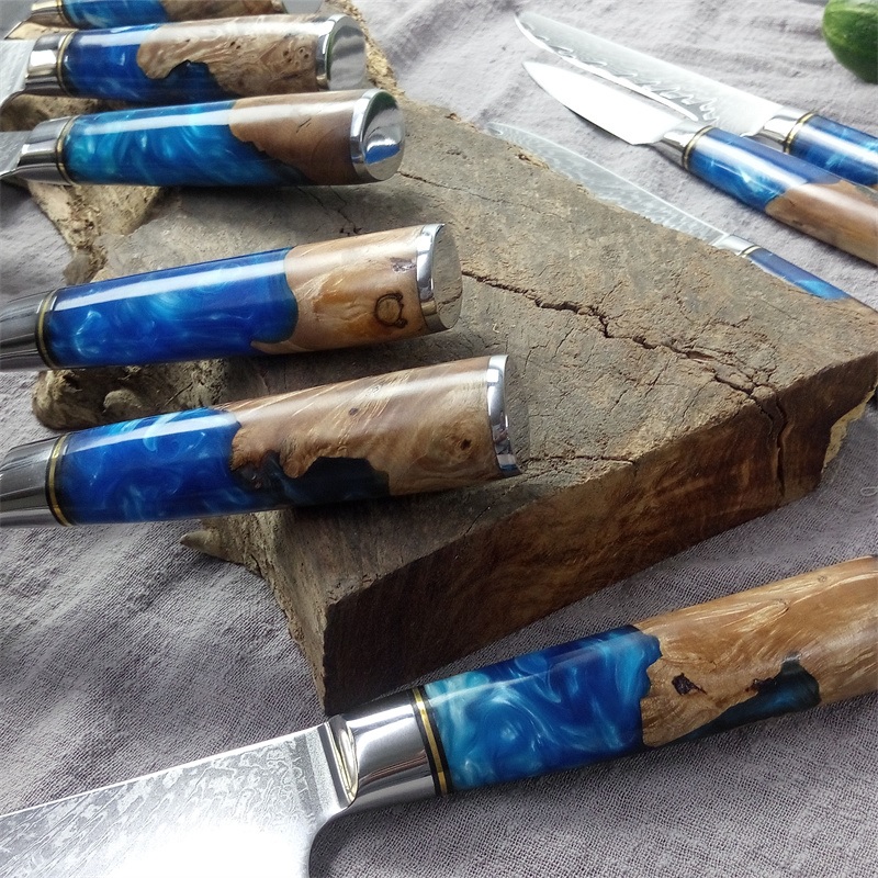 HA-18603 Damascus kitchen knife - Small Cleaver/Blue