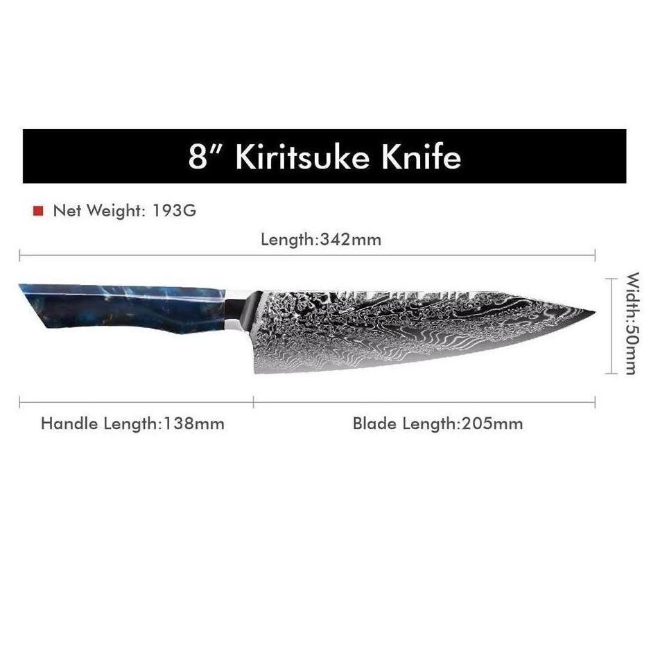 SE-37602 Damascus Kitchen Knife - Santoku / Blue