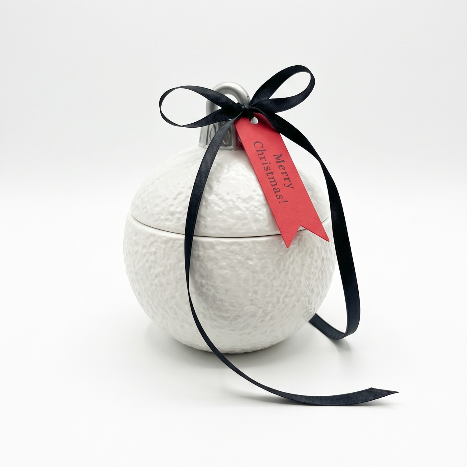 Candle Christmas Bauble Classic MINI - White / Silver / Winter Magic