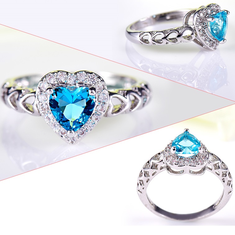 Crystal Heart Ring-Pink/62mm