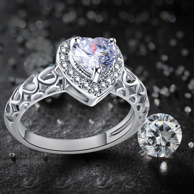 Crystal Heart Ring-Pink/62mm