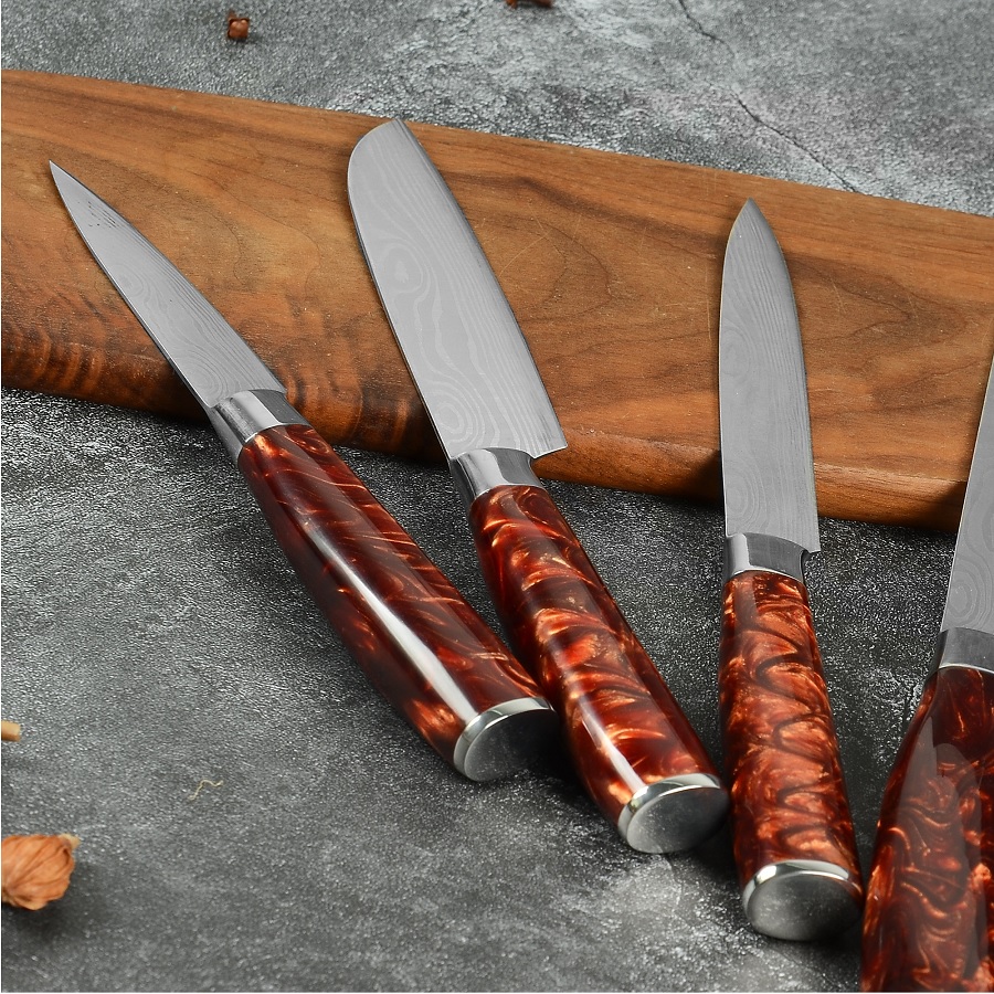 Set of kitchen knives BL-29418 - 8pcs/Black/Brown/Type2