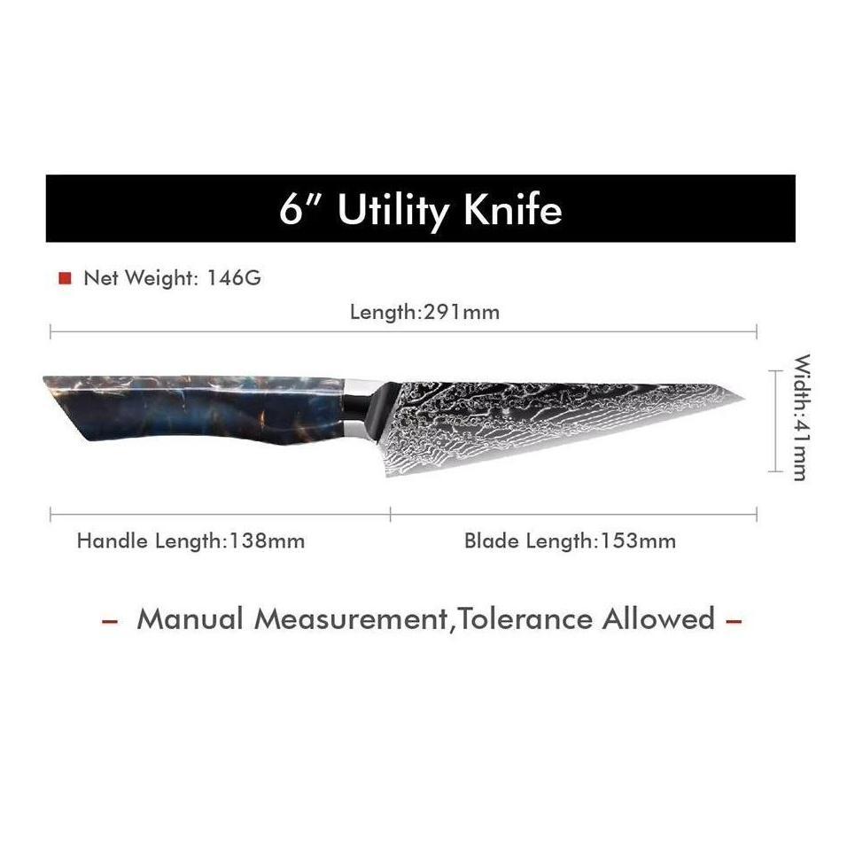 SE-37602 Damascus Kitchen Knife - Santoku / Blue