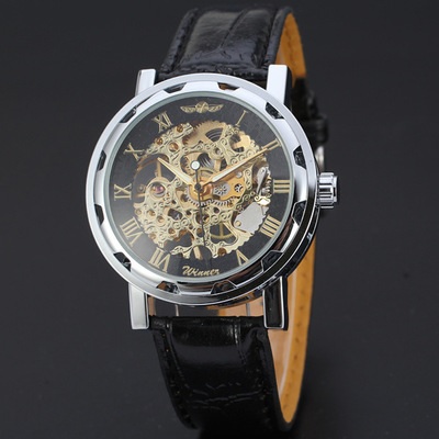 Winner RE-14455 Watch - Black/Silver