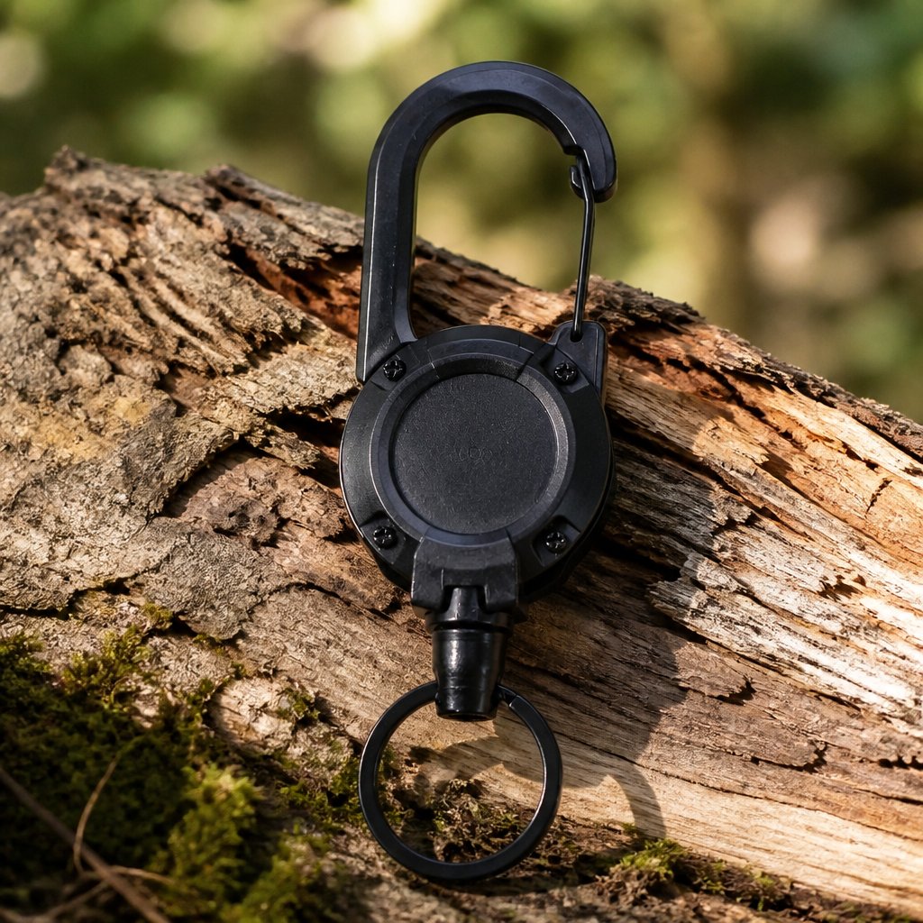 Carabiner with retractable rope - Black