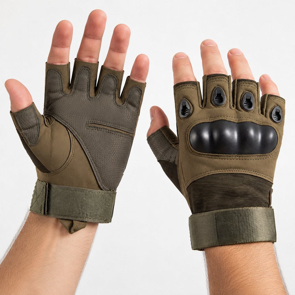 Men's Fingerless Gloves SU - 39953 - Green / M